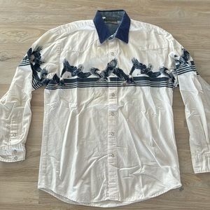 Vintage Roper pearl snap long sleeve shirt, eagle print, size medium